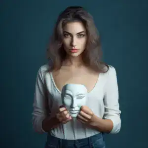 Síndrome del Impostor 1 Julian attractive woman taking off friendly mask to show unfrie 156175df d178 4c02 8666 ba699f75f46e 300x300 1